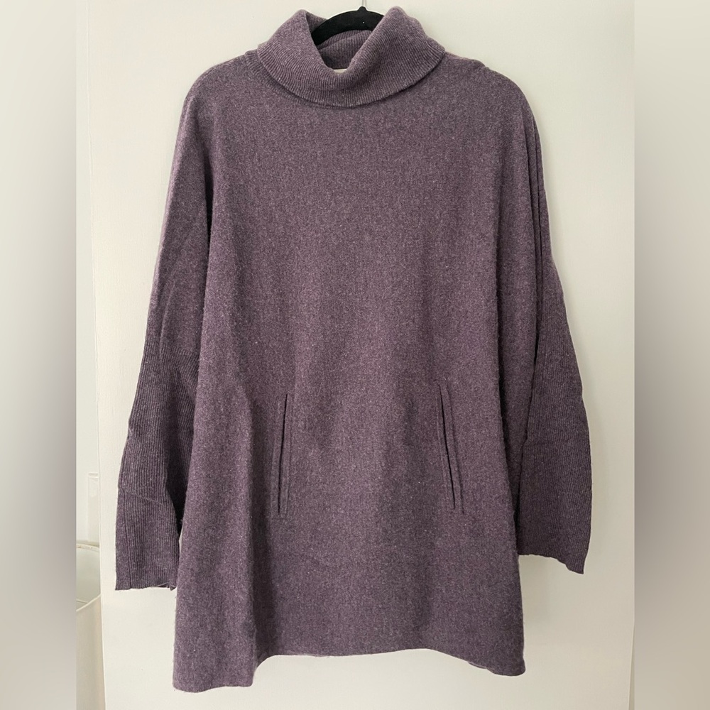 Garnet Hill Heathered Purple Oversized Turtleneck Sweater